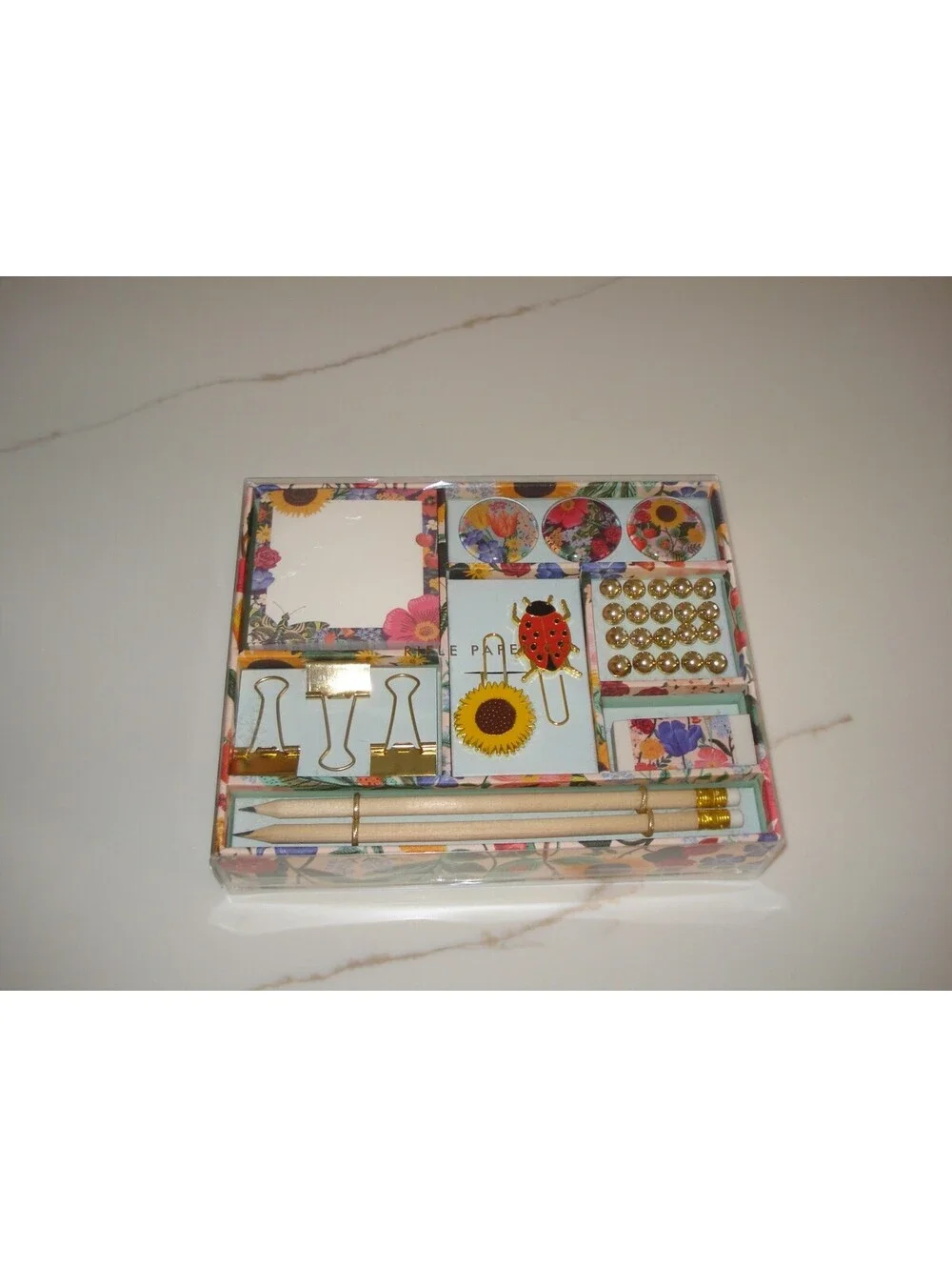 BNWT Rifle Paper Co. Floral Blossom Pattern Tackle Box Stationery Set